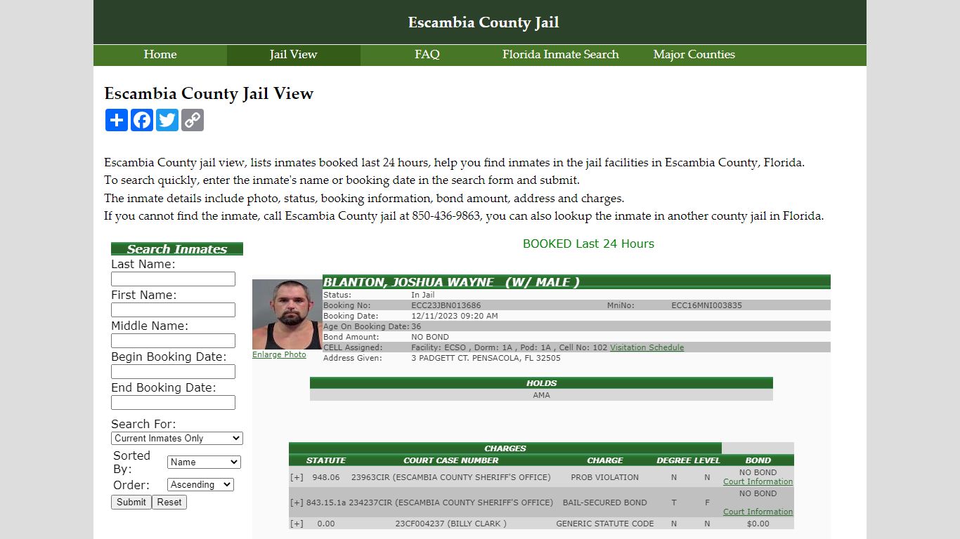 Escambia County Jail View